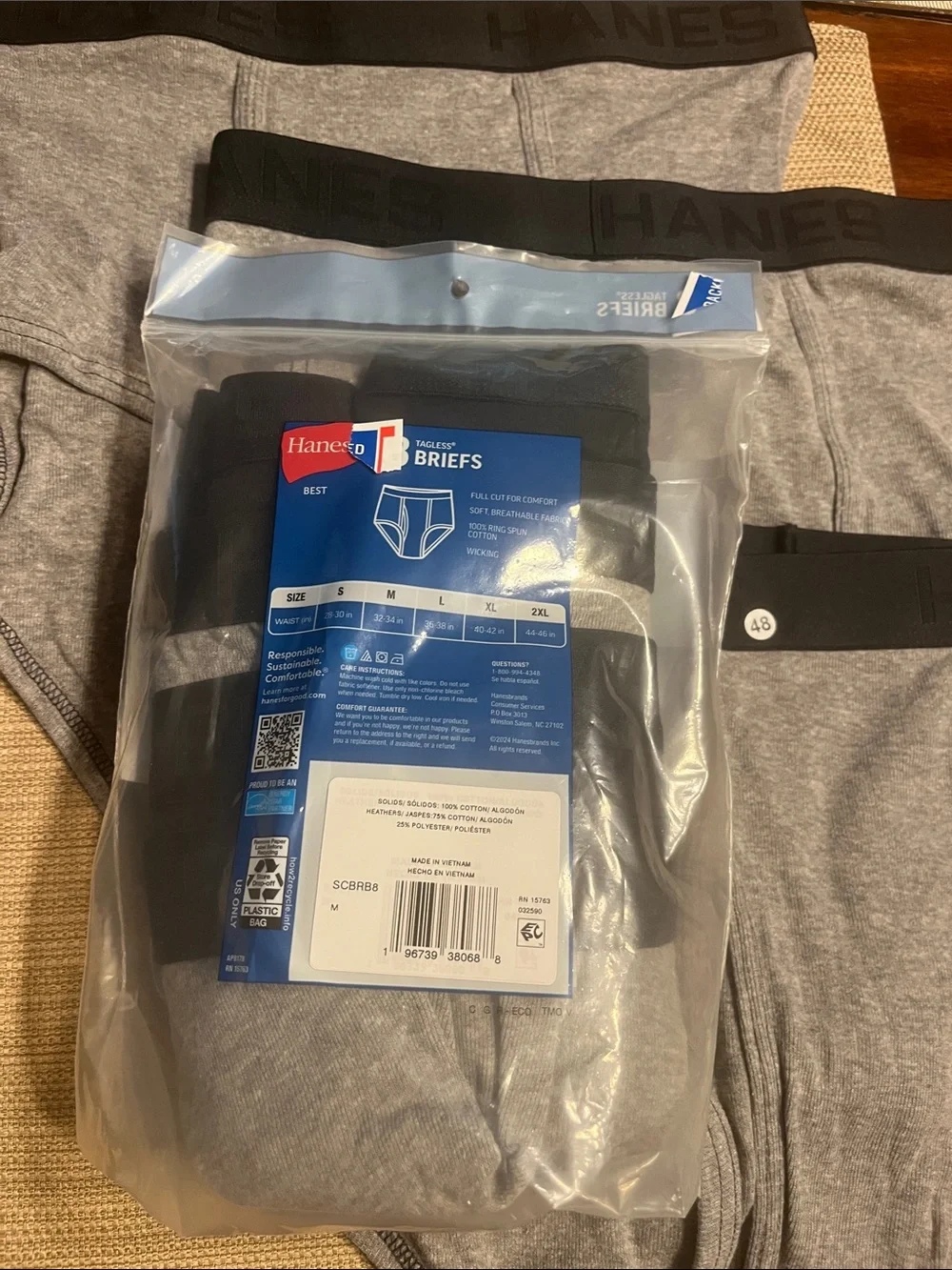 Item .58…Hanes Men’s Gray Briefs with Black Waistband - 3 Pack medium